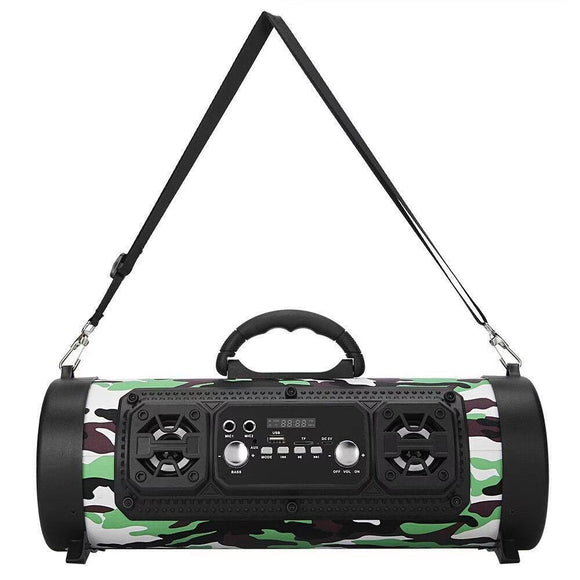 Portable Wireless Speaker - FM Radio, USB/TF Playback, AUX Input, Microphone Support & 2000mAh Battery(Camouflage)