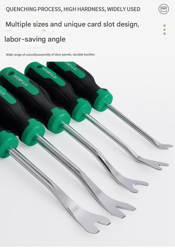 Professional 5-Piece Automotive Trim & Clip Removal Tool Set - High-Carbon Steel Pry Tools(black and green)