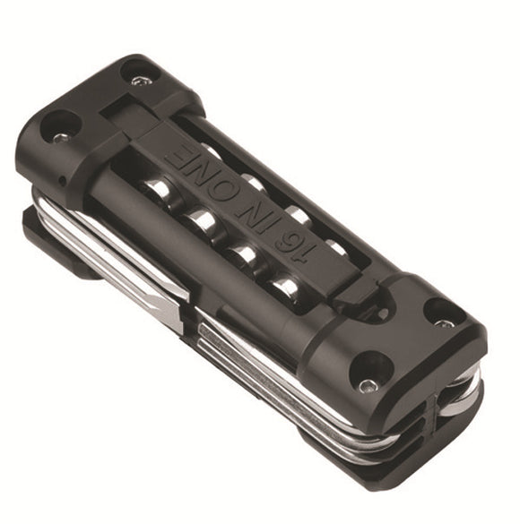 Black Versatile 16-in-1 Bike & Motorcycle Multi-Tool - Portable Repair Kit with Adjustable Wrench