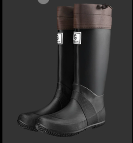 36# Black Foldable Knee-High Rain Boots - Packable Waterproof Non-Slip Wellies for Travel & Festivals