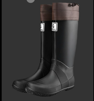 37# Black Foldable Knee-High Rain Boots - Packable Waterproof Non-Slip Wellies for Travel & Festivals