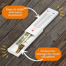 2-Pack Outdoor Fake Thermometer Diversion Safe - Hidden Key, Money, Medicine Hiding Box - 0