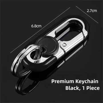 3pc Black Durable Zinc Alloy Carabiner Keychain – Secure Twist Lock & Dual Key Rings
