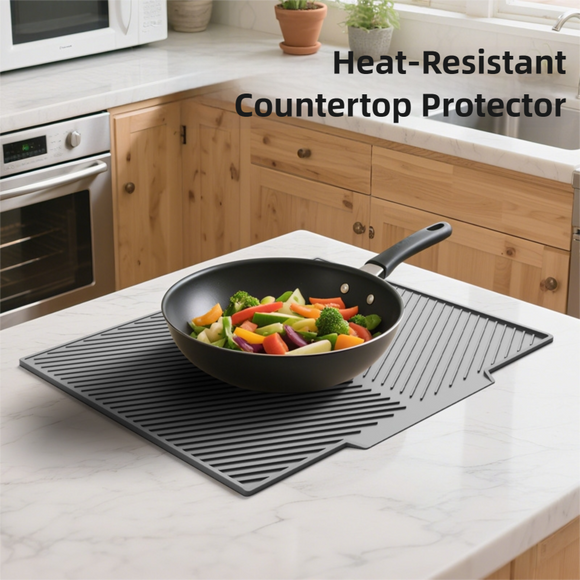 2PC White Multi-Use Drain Mat (37x27 cm) – Non-Slip Heat Protection for Dish Drying & Prep