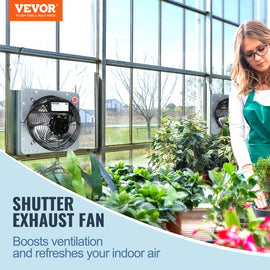 VEVOR Shutter Exhaust Fan, 254 mm High-speed 1400RPM 753 CFM, Aluminum Wall Mount Attic Fan with AC-motor, Ventilation and Cooling for Greenhouses, Garages, Sheds, Shops - 0
