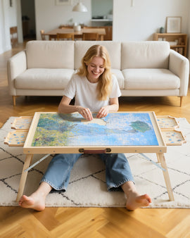 VEVOR 1500 Piece Puzzle Board with Folding Leg Portable Wooden Jigsaw 86x63cm - 0