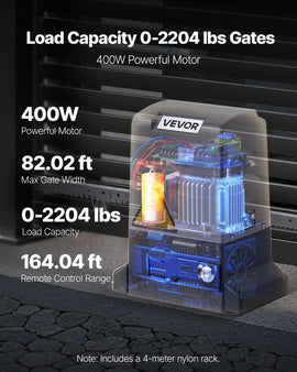 VEVOR 400W Electric Sliding Gate Opener 1000kg Chain Drive Infrared Sensor - 0