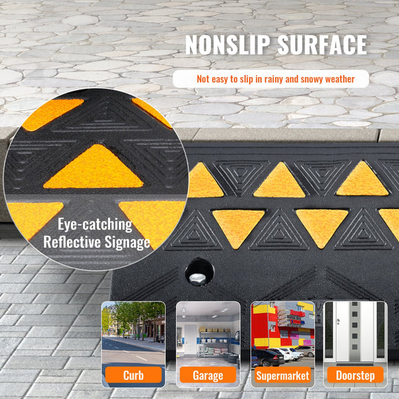 VEVOR Rubber Curb Ramp 2 Pack, 11 cm Rise Height Heavy-Duty 15 tons Load Capacity Threshold Ramps, Driveway Ramps with Stable Grid Structure for Cars, Wheelchairs, Bikes, Motorcycles