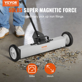 VEVOR 22.6 kg Rolling Magnetic Sweeper with Wheels, Push-Type Magnetic Pick Up Sweeper, Large Magnet Pickup Lawn Sweeper with Telescoping Handle, Easy Cleanup of Workshop Garage Yard - 0