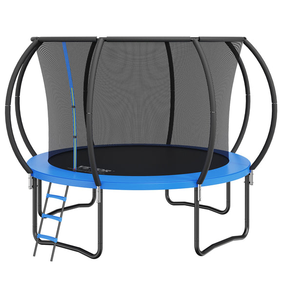 VEVOR 10FT Trampoline, 330 lbs Trampoline with Enclosure Net, Ladder, and Curved Pole, Heavy Duty Trampoline with Jumping Mat and Spring Cover Padding, Outdoor Recreational Trampolines for Kids Adults