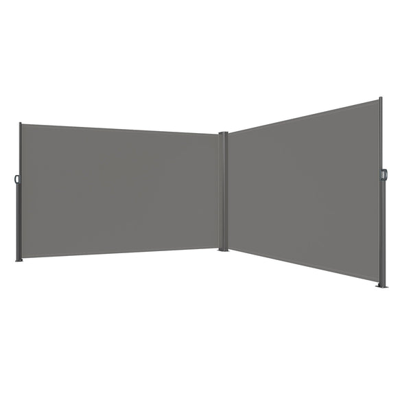 VEVOR Retractable Side Awning, 160X600cm Aluminum Outdoor Privacy Screen, 280g Polyester Water-proof Retractable Patio Screen, UV 30+ Room Divider Wind Screen for Patio, Backyard, Balcony, Gray