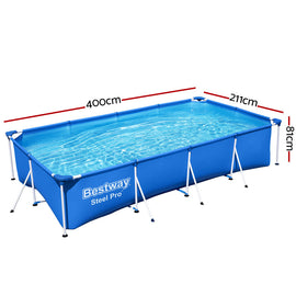 Bestway Swimming Pool 400x211x81cm Steel Frame Above Ground Pools 5700L - 0