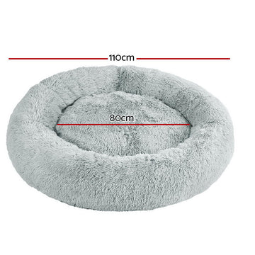 i.Pet Pet Bed Dog Cat 110cm Calming Extra Large Soft Plush Light Grey - 0