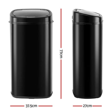 Devanti 68L Motion Sensor Bin Rubbish Automatic Black - 0