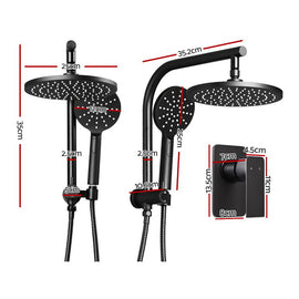 Cefito 9'' Rain Shower Head Set Handheld Round High Pressure Mixer Tap Black - 0