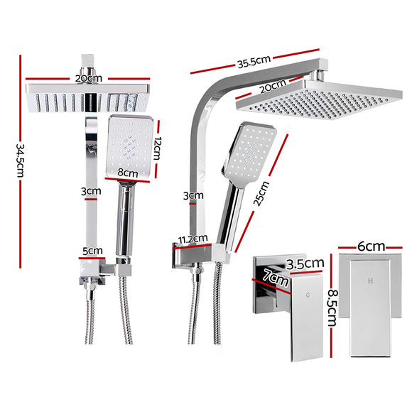 Cefito 8'' Rain Shower Head Set Handheld Square High Pressure wins Tap�Chrome