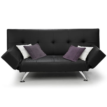 Sarantino Brooklyn Sofa Bed Faux Leather Lounge Couch Futon Furniture Adjustable Suite Bk - 0