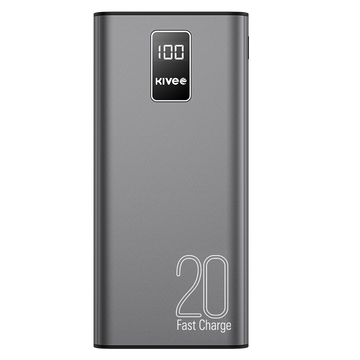 KIVEE PT23 20000mAh Power Bank with Digital Display Black - 0