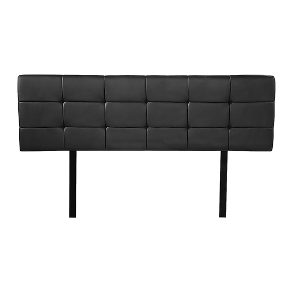 PU Leather Queen Bed Deluxe Headboard Bedhead - Black