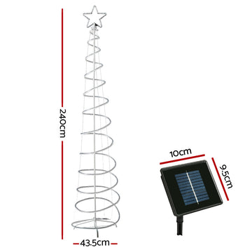 2.4M Christmas Tree LED Solar Motif Lights Jingle Jollys - 0