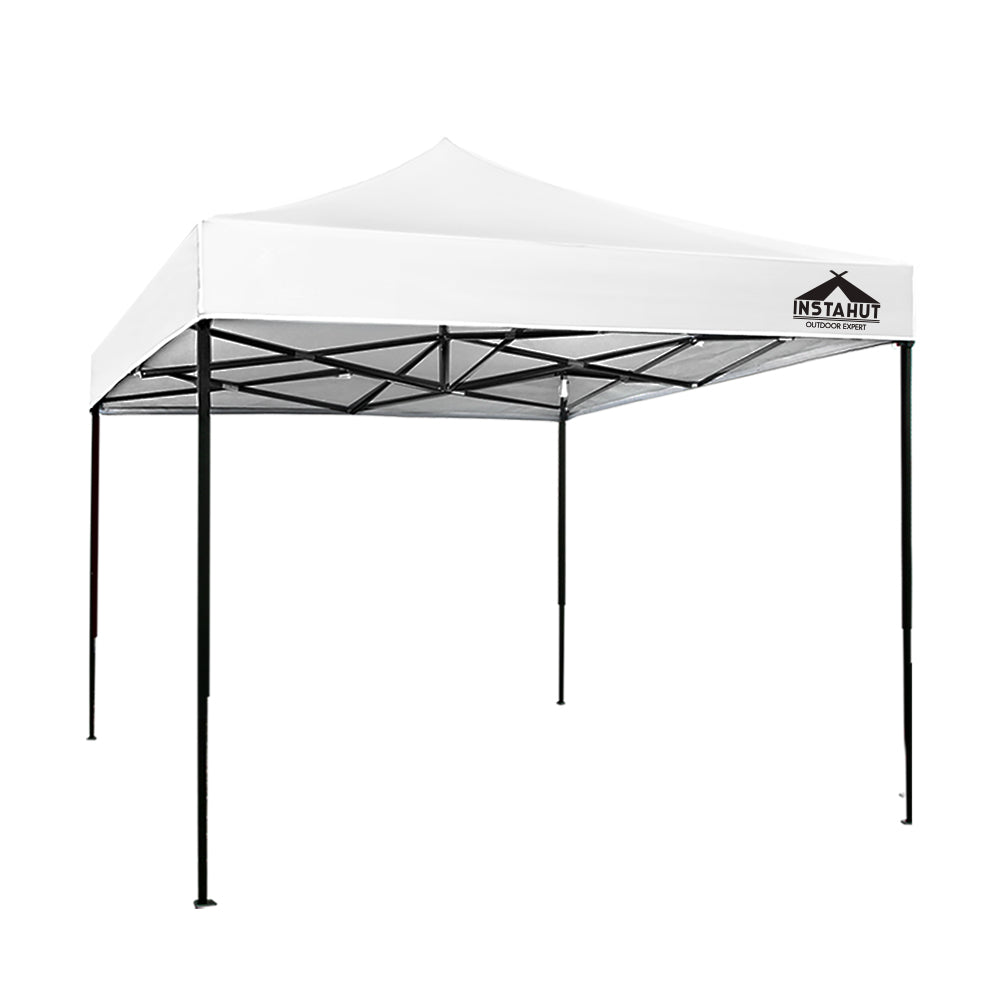 White gazebo canopy with a black frame, shown against a white background