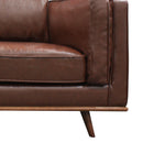 3 Seater Faux Sofa Brown Lounge Set for Living Room Couch with Wooden Frame-4