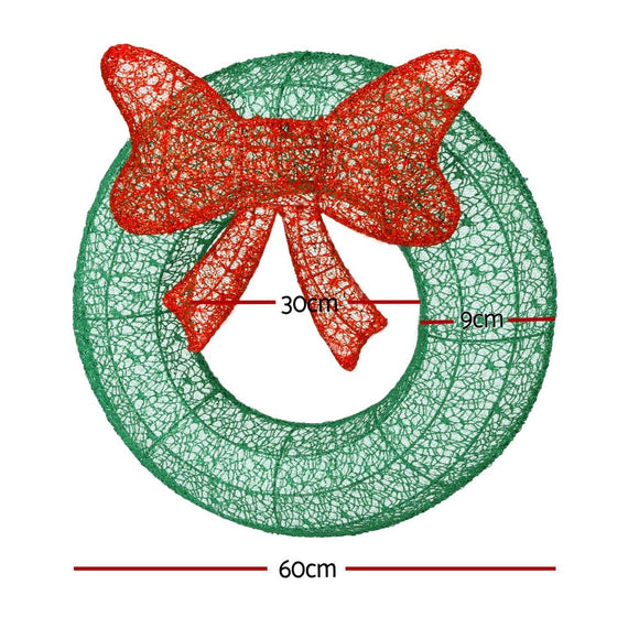 0.6M Christmas Lights 50 LED Motif Solar Wreath Xmas Decorations Jingle Jollys - RnR Galore