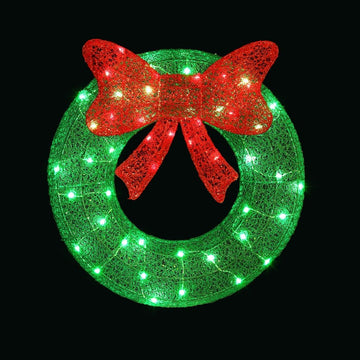 0.6M Christmas Lights 50 LED Motif Solar Wreath Xmas Decorations Jingle Jollys - RnR Galore