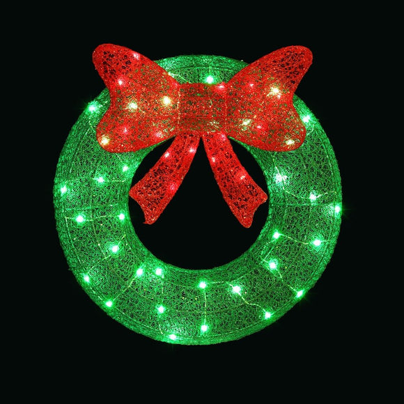 0.6M Christmas Lights 50 LED Motif Solar Wreath Xmas Decorations Jingle Jollys - RnR Galore