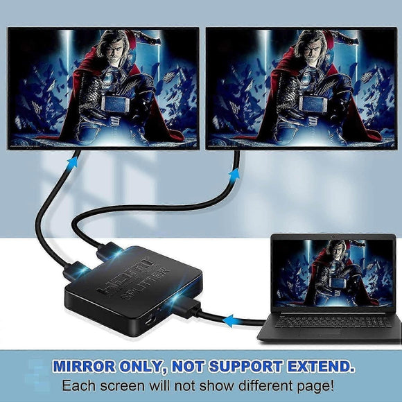 1 In 2 Out 4K HDMI Splitter for Dual Monitors - RnR Galore