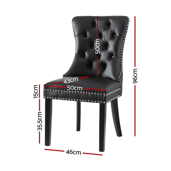 1 Set of 2 Artiss Dining Chairs Black Leather - RnR Galore