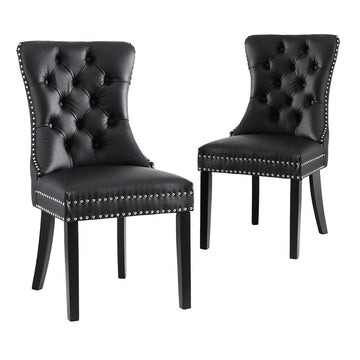 1 Set of 2 Artiss Dining Chairs Black Leather - RnR Galore