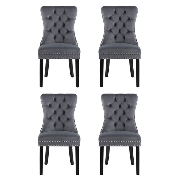 1 Set of 4 Artiss Dining Chairs Grey Velvet - RnR Galore