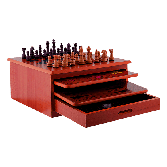 10 in 1 Wooden Chess Board Games Slide Out Checkers House Unit Set - RnR Galore