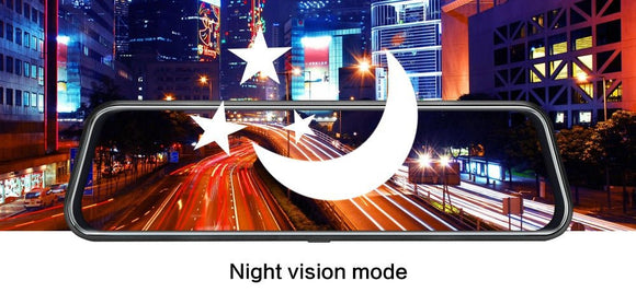 10 - Inch Dual Lens Dash Cam Mirror - 1080P FHD Touch Screen Car DVR with Rear Camera, Night Vision & G - Sensor(black) - RnR Galore