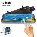 10 - Inch Dual Lens Dash Cam Mirror - 1080P FHD Touch Screen Car DVR with Rear Camera, Night Vision & G - Sensor(black) - RnR Galore