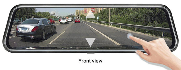 10 - Inch Dual Lens Dash Cam Mirror - 1080P FHD Touch Screen Car DVR with Rear Camera, Night Vision & G - Sensor(black) - RnR Galore