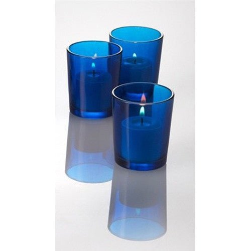 10 Pack Blue Glass Votive Tealight Candle Holders House Party Centerpiece Xmas Wedding Decor Glass Candlestick Party Decorations Bridal Baby Shower Event - RnR Galore