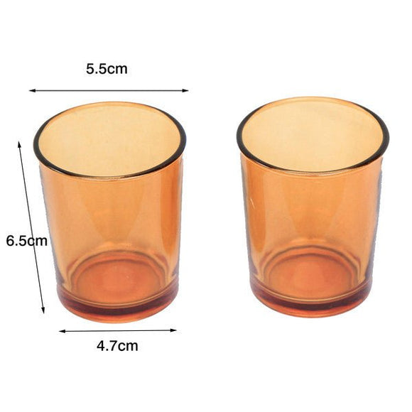 10 Pack Orange Glass Votive Tealight Candle Holders House Party Centerpiece Xmas Wedding Decor Glass Candlestick Party Decorations Bridal Baby Shower Event - RnR Galore