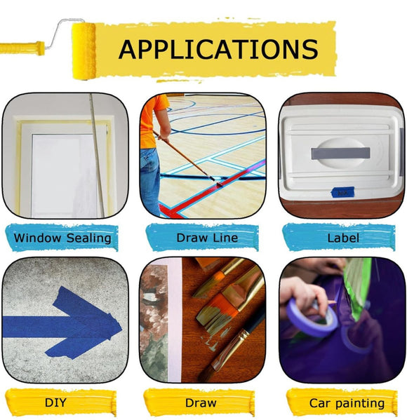 (10 - Pack) Professional Blue Painter's Tape - 14 - Day Clean Removal, UV Resistant for Crisp Paint Lines - RnR Galore