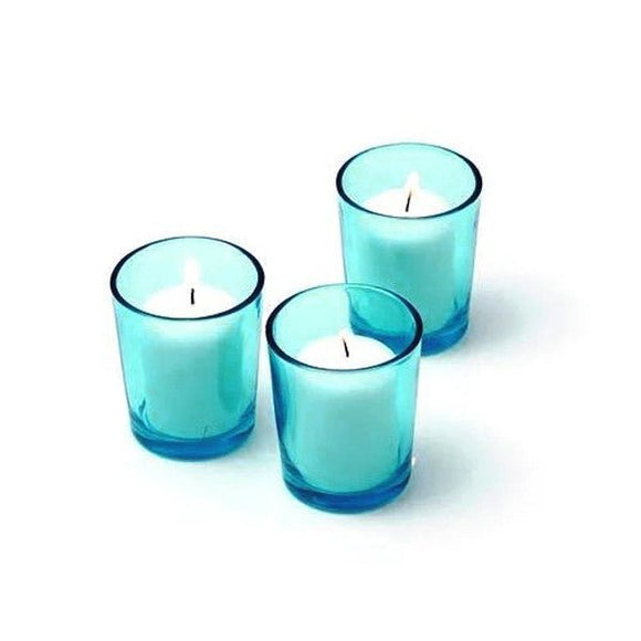 10 Pack Turquoise Glass Votive Tealight Candle Holders House Party Centerpiece Xmas Wedding Decor Glass Candlestick Party Decorations Bridal Baby Shower Event - RnR Galore