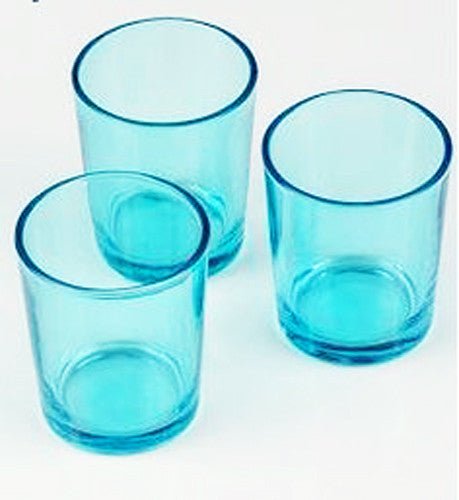 10 Pack Turquoise Glass Votive Tealight Candle Holders House Party Centerpiece Xmas Wedding Decor Glass Candlestick Party Decorations Bridal Baby Shower Event - RnR Galore