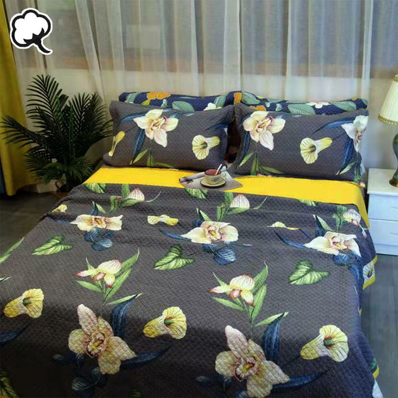 100% Cotton Coverlet Set Embroidered Orchid Queen - RnR Galore