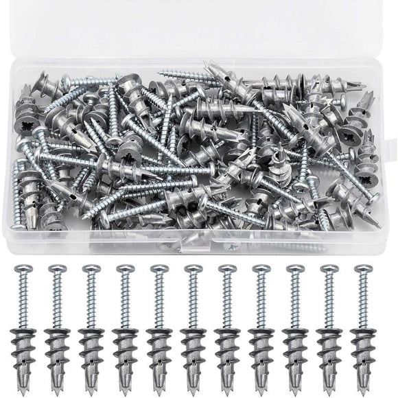 100 pcs Zinc Alloy Expansion Screw Set Combination 50 pcs Screws And 50 pcs Anchors - Metal Self - Drilling - For - RnR Galore