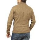 100% SHETLAND RAGG WOOL Half Zip Up Knit JUMPER Pullover Mens Sweater Knitted - Nutmeg - L - RnR Galore