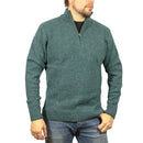 100% SHETLAND RAGG WOOL Half Zip Up Knit JUMPER Pullover Mens Sweater Knitted - Sherwood - XXL - RnR Galore