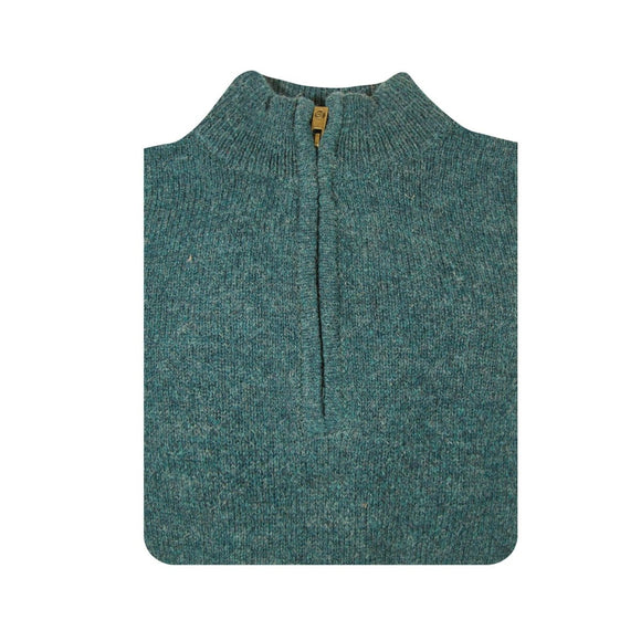 100% SHETLAND RAGG WOOL Half Zip Up Knit JUMPER Pullover Mens Sweater Knitted - Sherwood - XXL - RnR Galore