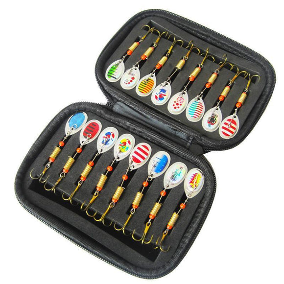 10/16PCS Fishing Lure Spinners Baits Spoon Set with Tackle Bag Trout Bass Tackle - A(16PCS) - RnR Galore