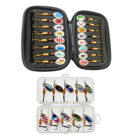 10/16PCS Fishing Lure Spinners Baits Spoon Set with Tackle Bag Trout Bass Tackle - A(16PCS) - RnR Galore