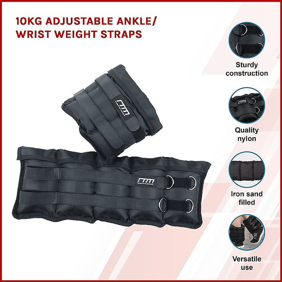 10kg Adjustable Ankle/Wrist Weight Straps - RnR Galore